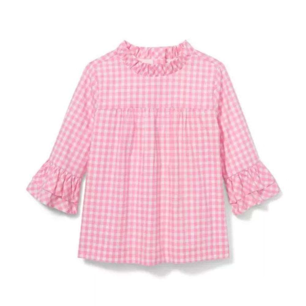 Janie and Jack Pink Gingham Top in Peppy Pink Gingham size 6